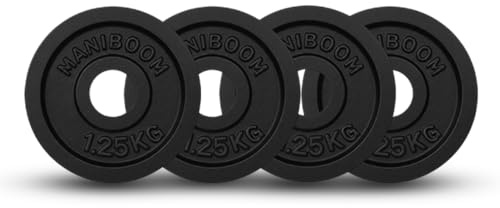 ManiBoom Discos de Pesas de Hierro Fundido (25mm) y Accesorios de Musculación – Sets de Placas y Barras para Gimnasio en Casa (Se Venden por Separado)