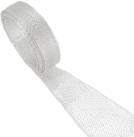PH PandaHall Cinta de alambre trenzado de 1 m, 1 cm de ancho, red de latón plateado, rollo de red elástica con alambre metálico, cinta metálica con borde de alambre de diamante, cintas para hacer