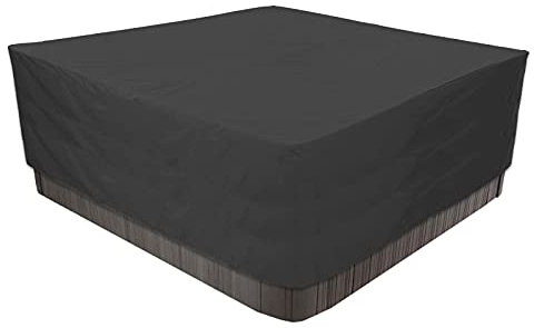 Vattentätt badtunna skydd för utomhusjacuzzi – damm- och vindhartsskydd, slish svart, passar 244 x 244 x 90 cm – perfekt för uteplatser och terrasser