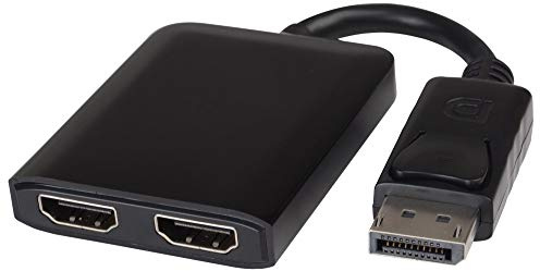 PremiumCord MST - Adaptador DisplayPort a 2 HDMI Extended + Mirror Function, vídeo 4K @ 60 Hz UHD 2160p, Full HD 1080p, Longitud: 20 cm, Color Negro