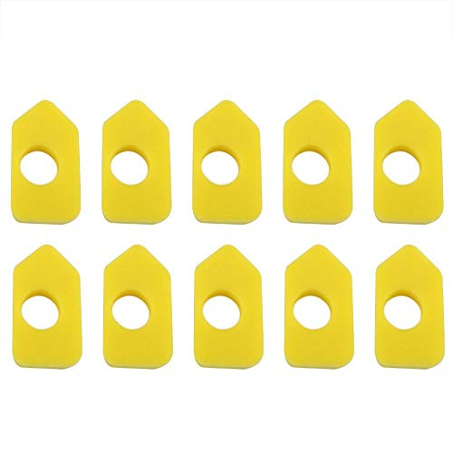 Lote de 10 filtros de aire amarillos de espuma universal para motor cortacésped, piezas de filtro de aire, kit para herramientas de jardín