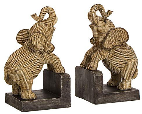 Home Gadgets Buchstütze, Elefant, 2 Stück, Rattan-Effekt, 25 cm