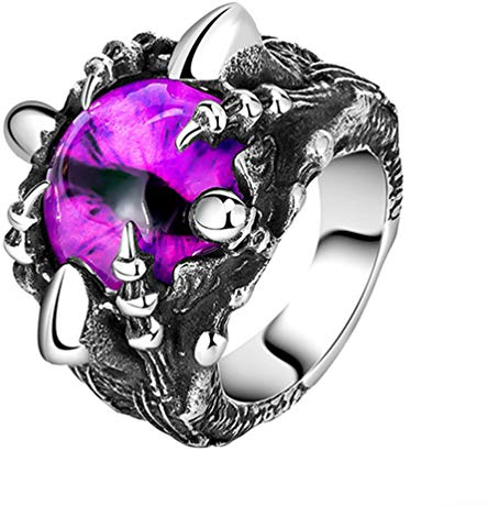 HIJONES Herren Gotisch Schädel Ring aus Edelstahl mit Böser Blick Stein