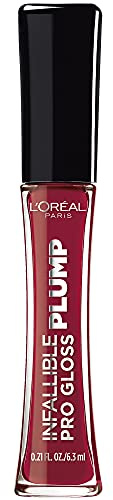 L'Oreal Paris Infallible Pro Gloss Plump Lip Gloss with Hyaluronic Acid, Long Lasting Plumping Shine, Lips Look Instantly Fuller and More Plump, Ruby Sheen, 0.21 fl. oz.