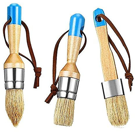 ANCLLO 3 pinceles reutilizables de tiza y cera, pequeña herramienta de pintura y encerado, cerdas suaves, naturales, arte popular, decoración del hogar, proyectos de madera, muebles, plantillas