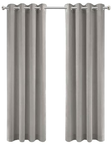 LW Collection Cortinas con Anillas Terciopelo Gris Confeccionadas 140x175cm - Cortinas confeccionadas con Anillas Terciopelo - Cortinas de Terciopelo - Cortinas Opacas - Apagón