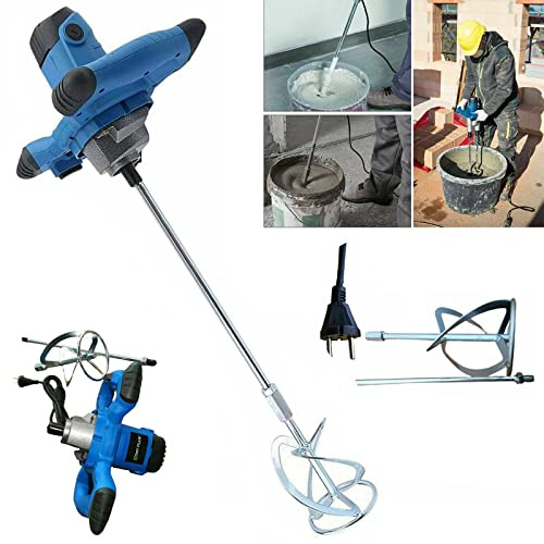 Mescolatore per Malta, Miscelatore Professionale per Cemento, 2600W, 0–1500 Giri/Min, 6 Marce, Miscelatore per Calcestruzzo, 230 V, M14, Agitatore Manuale per Mangime, Gesso