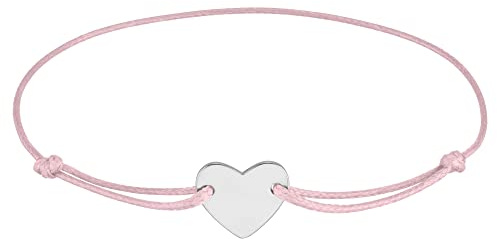 StarAppeal Herz Freundschafts Armband, Herz Armband in Silber und Gold, Größenverstellbar, Makramee Band für Frauen & Mädchen, Handmade (Rosa-Silber)