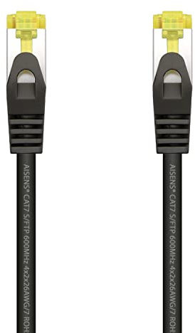 AISENS A146-0485 Cable de red latiguillo RJ45 LSZH Cat.7 600 MHz S/FTP PIMF AWG26, negro, 0.5m