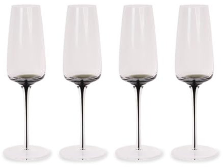 Aroma360 Hotel Collection Champagnergläser mit Rauchstiel, rauchschwarze Champagner- und Coupéflöten, um jeden besonderen Moment zu erhöhen, der Sekt verlangt, 4 Gläser (4 Gläser (Champagner))