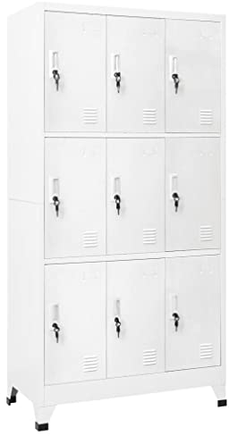 YEZIYIYFOB Schließfachschrank Stahl 90x45x180 cm Grau Werkzeugschrank Aktenschrank Metallschrank Vorratsschrank BüRoschrank Werkstattschrank Aktenschrank AbschließBar Industriell Stil mit 9 Fächern