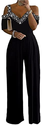 shownicer Tuta da Donna Pagliaccetto Estivo Elegante Senza Maniche Capestro Tinta Unita Stile Romper Playsuit Straight Leg Jumpsuit Casual Party