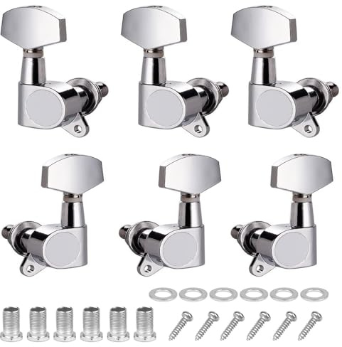 6 Stück 3R 3L Gitarren Stimmwirbel, Gitarren Mechaniken Akustikgitarre Knöpfe Gitarren Saiten Stimmgerät,Gitarren Stimmwirbel Gitarrenteile für Folk Akustische Gitarre E-Gitarre