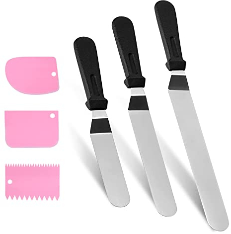 Angle Palette Cake Spatula Angle Palette Small Spatula 6 Pieces Angled Pallets Stainless Steel Spatula Cake Smoother Butter Cream Spatula Baking and Cake Knife Professional Decorative Cakes