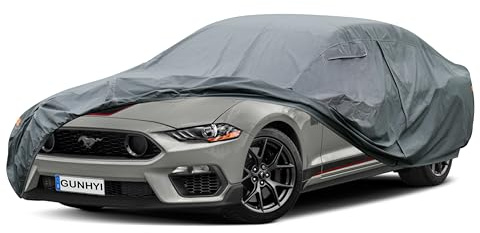 GUNHYI 16 Layers Car Cover Waterproof All Weather, Heavy Duty Full Exterior Cover Universal Fit Coupe Ford Mustang/Shelby, Chevrolet Camaro/Corvette, Kia Optima, Audi A4/A5, BMW 5 Series 525i etc.