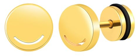 feilok Herren Ohrringe Edelstahl Runde Lachen Gesicht Piercing Ohrstecker Ohrringe für Männer Damen