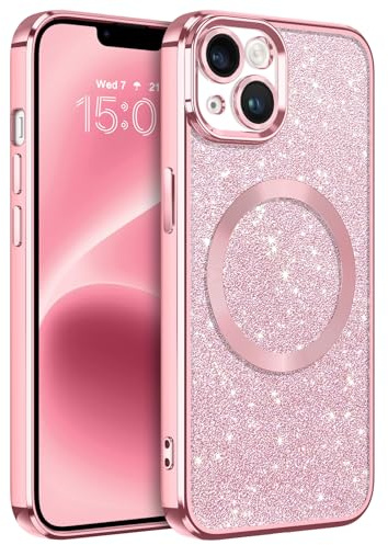 GaoBao für iPhone 14 Hülle Glitzer, Handyhülle iPhone 14 Glitzer für MagSafe, Keine Vergilbung, Kratzfeste, Dünn Weiches TPU Stoßfeste Ganzkörperschutz Schutzhülle für 6.1 Case, Rosa