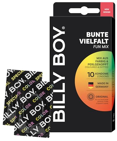 BILLY BOY Kondome Bunte Vielfalt 10er | 52 mm | Mix aus Farbig und Perlgenoppt (1x10 Stück)