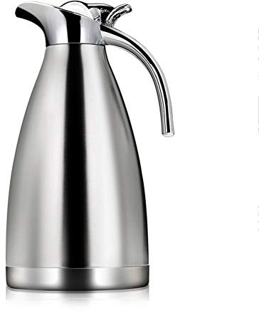 Thermoskanne, Edelstahl, doppellagig, Thermo-Kaffeekaraffe, Thermoskanne für heißen und kalten Tee, Milch, rutschfeste Unterseite für Küche, Büro, Camping (Rot, 1,5 l) (Farbe: Silber, Größe: 2,0 l)