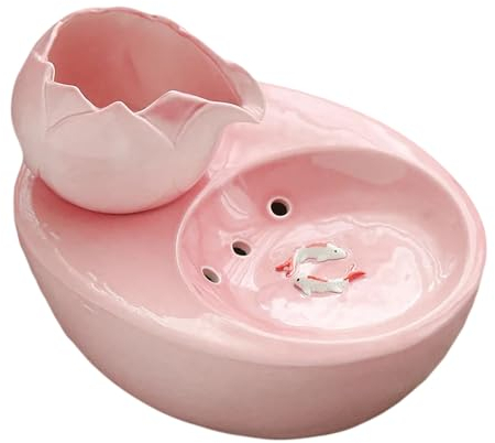 Fuente De Agua De Cerámica Para Gatos, Fuente De Agua Para Mascotas De Circulación Automática De Cerámica De 1 Litro Con Bomba Ultrasilenciosa, Capacidad De Agua De 35 Onzas Y Flujo De Agua Silencioso