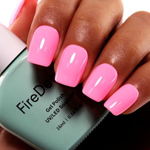 Firedeep Rosa Gel Nagellack, 0.54 Fl Oz große Flasche Rosa Gel Lack Maniküre Salon UV/LED Soak Off 1Pcs