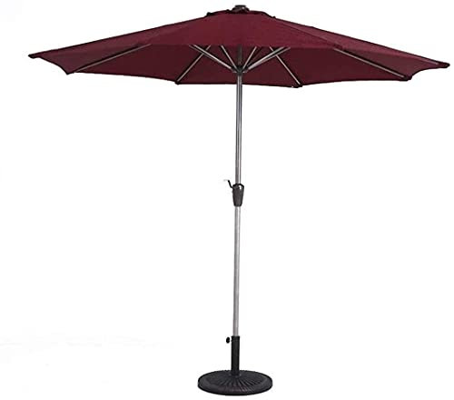 Tisch für den Außenbereich, Marktschirm, Sonnenschirm, Gartenschirme, 9 Fuß, Terrassen-Marktschirm, Tisch mit Kurbel, tragbarer Sonnenschutz für Garten, Deck, Hinterhof, Pool (Weinrot)