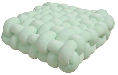 1 coussin carré noué oreiller esthétique nordique chaise de bureau coussin décoratif en peluche dormeuse nœud fait main coussin vert clair 30 x 33 x 12 cm