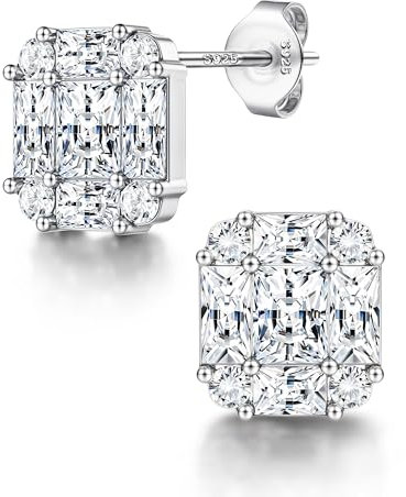 Dochais 925 Silber Ohrstecker Herren, 14K Vergoldete Cubic Zirkonia Diamant Ohrringe Stecker, Hypoallergene Ohrstecker Ohrschmuck für Damen