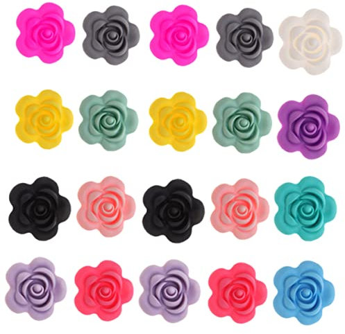 Hohopeti 20stücke Silikonperlen Rosenform Für Handarbeiten Diy Blumenperlen Zum Basteln Lose Silikonperlen Als Dekoration Und Schmuckmaterial