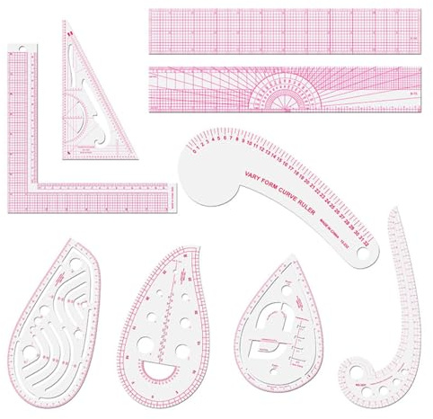 CENPEK 9-teiliges Set mit Nählinealen, Linealen zum Erstellen und Bemessen von Kleidungsmustern, multifunktionalen Kurvenlinealen und speziellen Linealen zum Erstellen und Zeichnen von Mustern