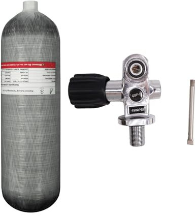 TUDIVING - Bouteille haute pression en fibre de carbone 4,7 l 4500 psi, 286 Cu dans une bouteille de plongée avec valve submersible, bouteille de gaz profond, bouteille HPA, réservoir d'air PCP