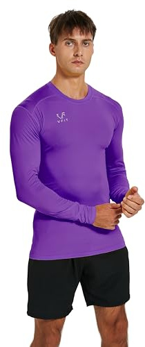 vf VFIT Camiseta compresión Hombre Manga Larga Termica Deportiva Fitness Running Transpirable Secado Rapido Gym Tejido elástico Ajustado Entrenamiento Futbol Baloncesto Crossfit（Morado,M）