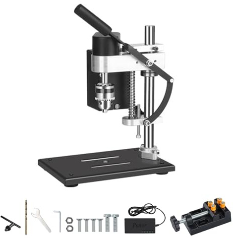 Vanttokeey Mini Drill Press Micro Benchtop Drilling Machine 7 Adjustable Speed 775 Motor B10 Drill Chuck Electric Bench Table Driller for Handicraft DIY, Metal Wood Working (110V)