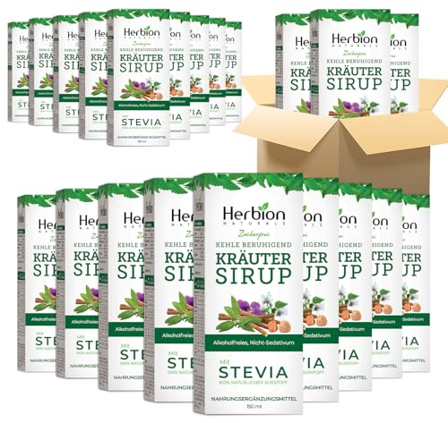 Herbion Naturals sockerfritt smakkoncentrat med stevia, 150 ml – alkoholfri, glutenfri (24 flaskor smakkoncentrat