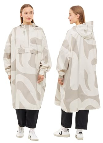 LARKSON Regenponcho Damen Herren Beige Brush - Lykke - Regenmantel Regencape für Fahrrad Outdoor Festival - Wassersäule 10000 mm - Regenjacke Wasserdicht mit Verschweißten Nähten