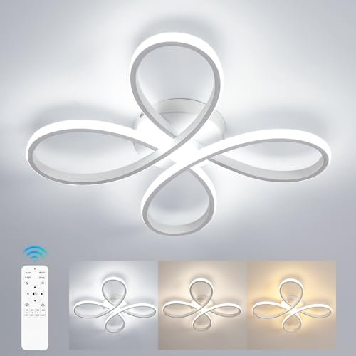 Comely Lámpara de Techo LED Regulable Moderna, 40W 4500LM 40cm 3000K-6500K Luz, Plafon LED Techo Forma Flor con Control Remoto para Dormitorio, Salon, Blanco
