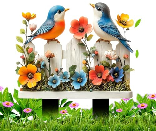 Pali per prato primaverile, cartelli da giardino primaverili | Spine decorative da giardino in acrilico | Decorazione 2D a molla piatta per esterni per prato e patio