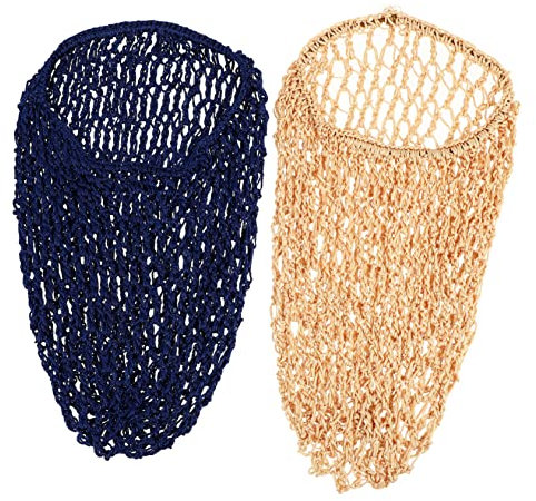 Homoyoyo 2 Stück Gehäkelte Lange Schlafmütze Haarnetz Netz Schlafhaube Haarschutz Stretch Marineblau Khaki Für Frauen Bad Badezubehör