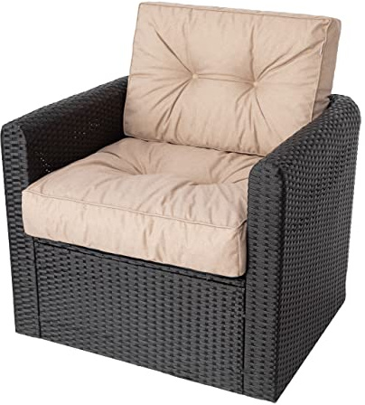 Bjird Sesselkissen 2-teilig – Sitzkissen & Rückenkissen für Rattansessel, Stuhlkissen, Rattanmöbel & Gartenmöbel – Outdoor Auflage – wasserabweisend, rutschfest, Oeko-TEX - Beige - 50x50 cm