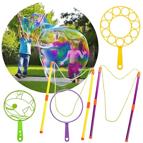 GEPROSMA Kit Bolle di sapone Giganti Bambini, 55CM Set Bacchette di sparabolle di sapone Grandi,Macchina Bolle di Sapone Gadget Compleanno Bambini, Giochi da giardino esterno Giocattolo