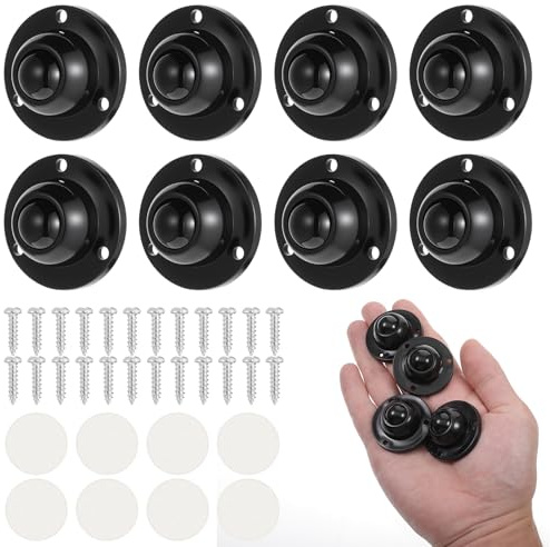 KFHENSOMR Kugelrollen Schwerlast 8 Stück Möbelrollen Flach Set Lenkrollen Kugelrollen Sselbstklebendes 360° schwenkbare Räder 1 Stahl-Universalrad 28 LBS Tragfähigkeit für Transport von Möbeln Waren