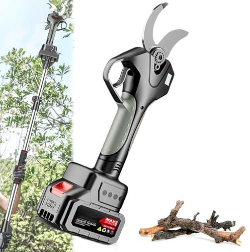 Glowdora Tijeras De Podar Eléctricas De 50 Mm con Pértiga Telescópica De 2,15 M, Largo Alcance, Autonomía De 8 A 12 Horas, Funciona A Batería, para Setos, Arbustos, Etc.