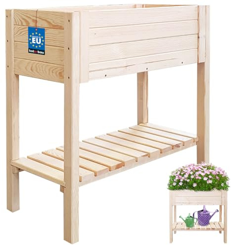 KOTARBAU® Hochbeete Hochbeet für Garten Balkon 79 cm mit Holzregal Pflanzkübel auf Beinen Groß Blumenkasten Gartenbox Pflanztisch Pflanzkasten Hochbeet Balkonkasten Frühbeet Pflanztisch Outdoor Holz