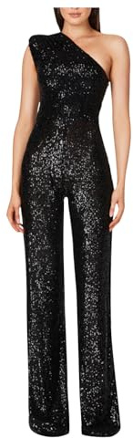 Sequin Jumpsuit for Women UK Sale Sparkly Sleeveless One-Shoulder Playsuits Sexy Glitter High Waist Jumpsuits Ladies Elegant Wedding Outfits Party Cocktail Prom Club Festival Romper