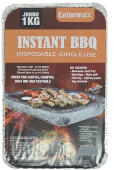 Jumbo 1kg Disposable Instant Bbq - Grill Stand, Charcoal, Single Use | Outdoor Camping Summer Party | Family Garden Cooking - Coal (1)