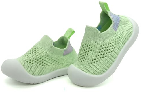 TootyTots krypskor med halkfri ABS-sula – ventilerande unisex babyskor, mjuk suldesign för inomhus/utomhus, alla årstider, En grön, 12-18 månader