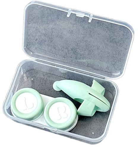 DEKKRYNFV Kits de port de lentilles Pince à épiler Ventouse Récipient de voyage pour lentilles de lentilles Pince à épiler, Vert