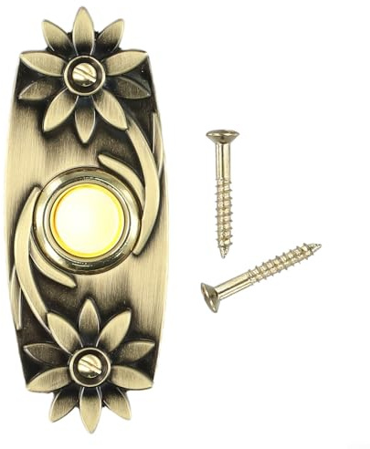 Niceminiwall Pulsante per campanello cablato in metallo resistente con luce LED costante, finitura bronzo antico, ricambio impermeabile per esterni per ingresso anteriore
