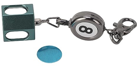 QWUUYEC Pool Queu - Porta-gesso magnetico, con cordino fino a 50 cm, in lega di zinco e alluminio, pratico con clip per cintura, antiscivolo, per giocatori di piscina e biliardo (nero verde scuro)