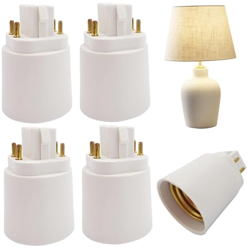 Wilafury Adaptateur de lampe tactile 4 pièces, adaptateur d'ampoule LED à 4 broches résistant à la chaleur, prise de convertisseur d'ampoule GX24Q base vis